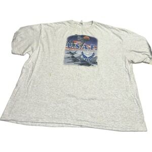 Vintage‎ Y2K U.S.A.F. T-Shirt Men's Size 3XL Gray United States Air Force 2004